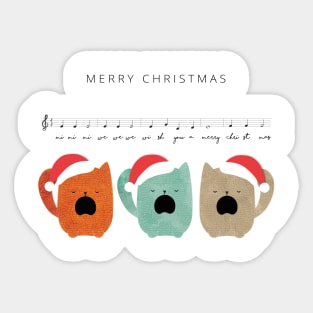 Cats Singing Xmas Song - We Wish You A Merry Christmans Sticker